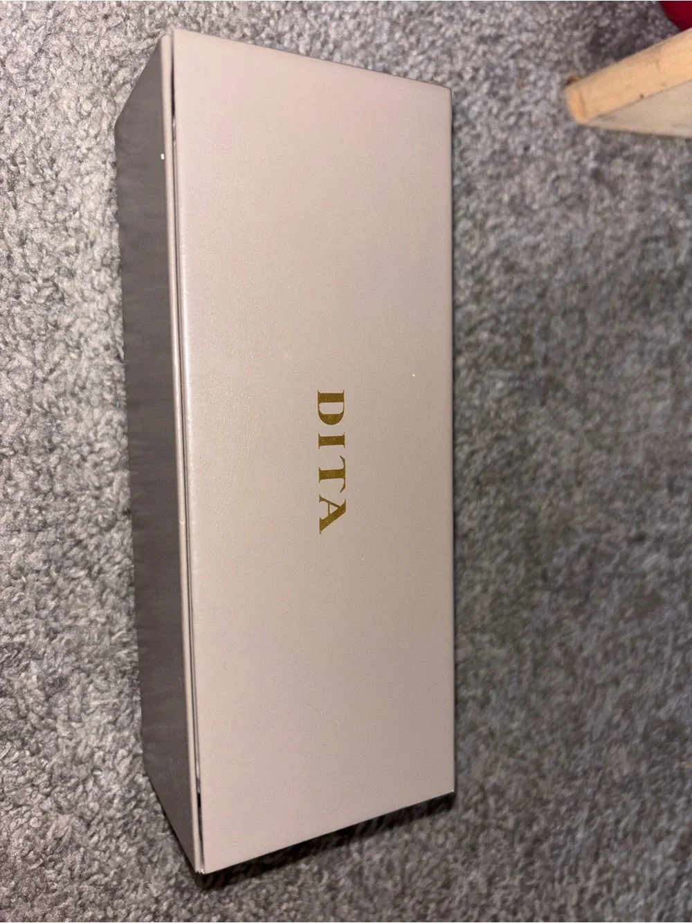 DITA Cream and Black Eyewear Case with Gold Logo